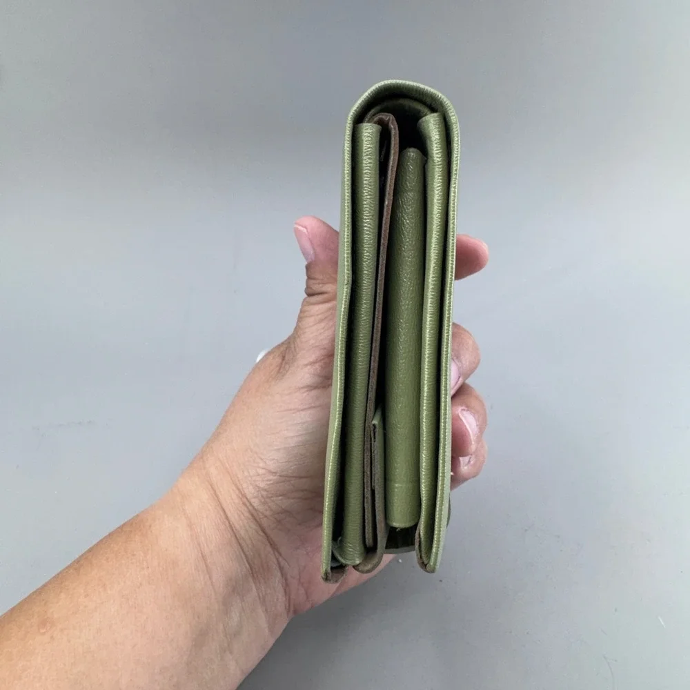 Don Loper California Vintage Bifold Wallet Green Leather MCM Retro Kitsch